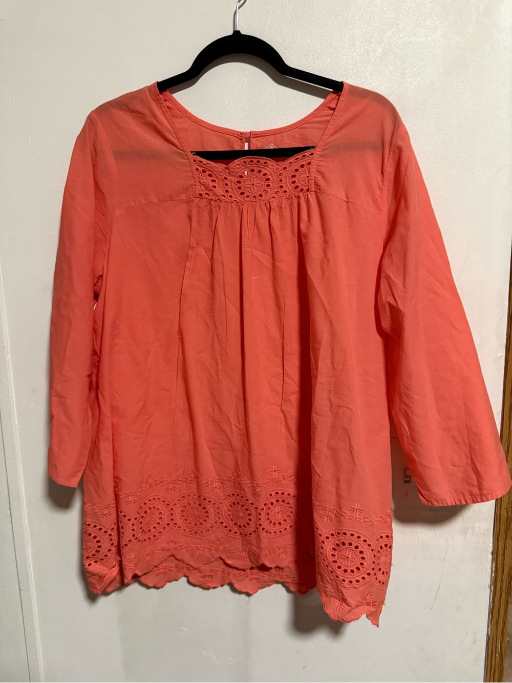 St. John's Bay Coral Eyelet Tunic Top